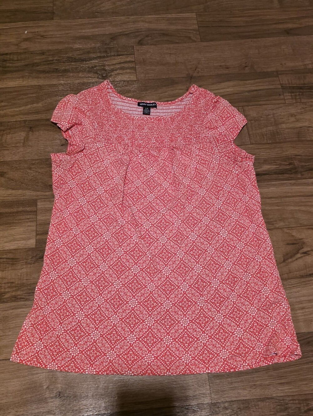 Hilary Radley Coral Pink Printed Cap Sleeve Tunic